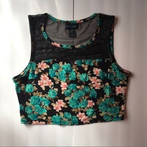 Floral Mesh Crop Top